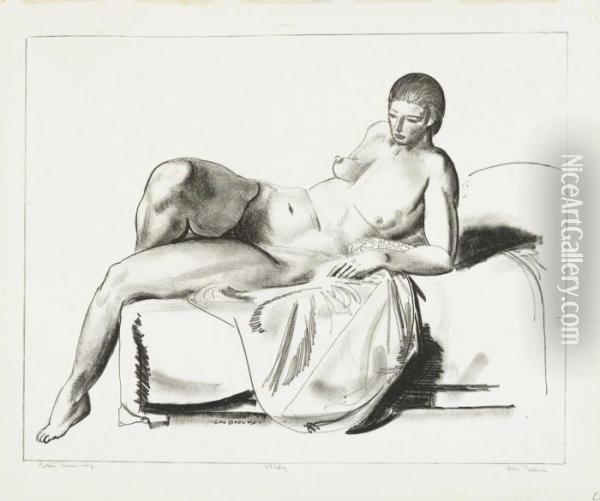 Nude Study, Classic On A Couch Oil Painting - George Wesley Bellows