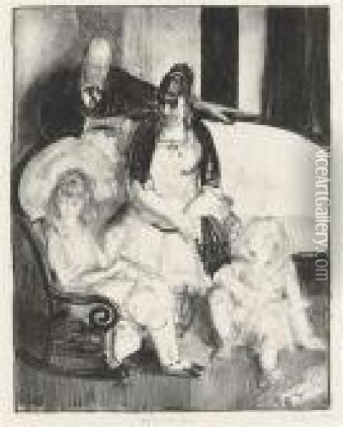 My Family, First Stone Oil Painting - George Wesley Bellows