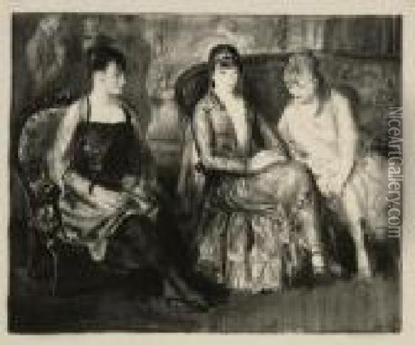 Marjorie, Emma And Elsie Oil Painting - George Wesley Bellows