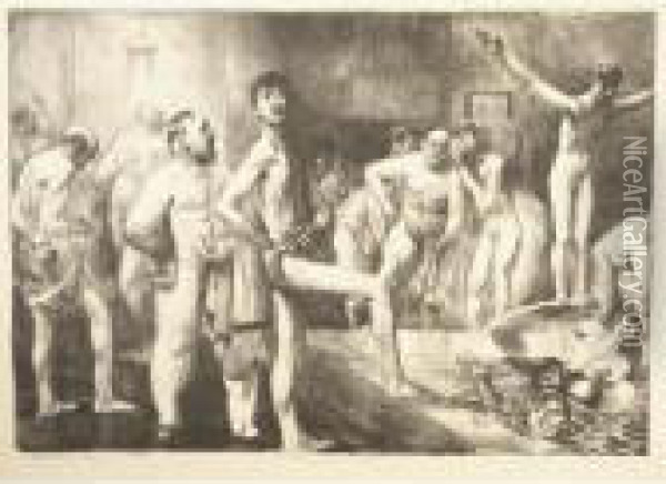 Business-men's Bath (m. 145) Oil Painting - George Wesley Bellows
