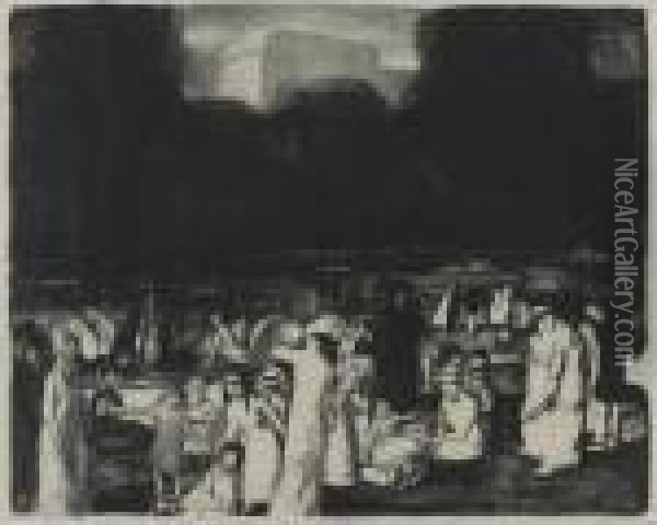 In The Park, Dark (mason 30) Oil Painting - George Wesley Bellows