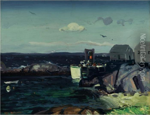 Boat Landing Oil Painting - George Wesley Bellows