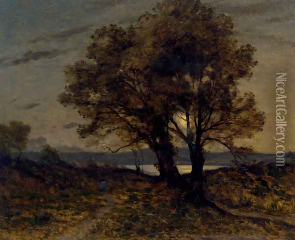 Paysage Au Clair de Lune Oil Painting - Henri-Joseph Harpignies