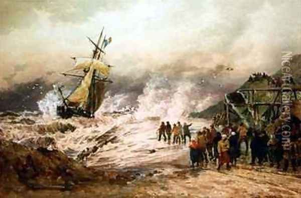 Shipwrecked at Boulogne Oil Painting - Thomas Bush Hardy