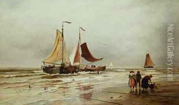 Fishing Trawlers Oil Painting - Thomas Bush Hardy