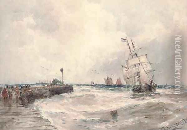 Entering port Oil Painting - Thomas Bush Hardy