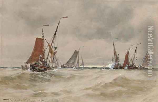 Off Scheveningen Oil Painting - Thomas Bush Hardy