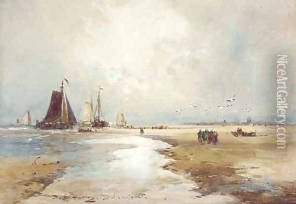 On the Dutch coast Oil Painting - Thomas Bush Hardy