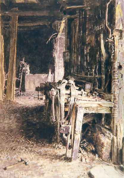 Barn Interior Oil Painting - William Henry Hunt