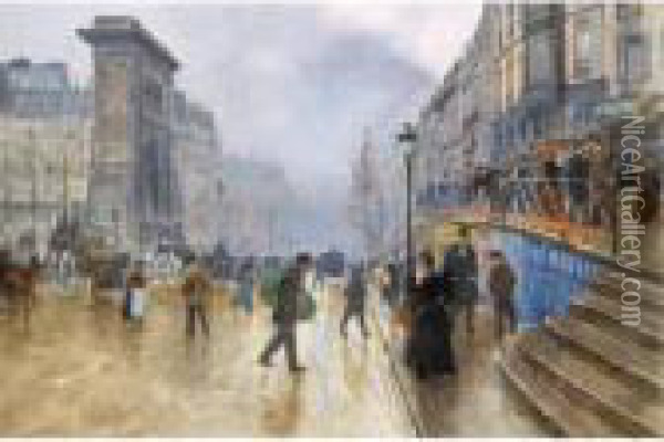 Le Boulevard Saint-denis, Paris Oil Painting - Jean-Georges Beraud