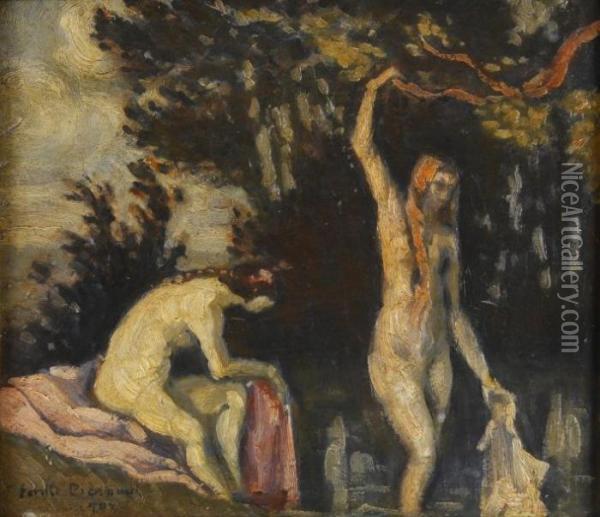 Femmes Sortant Du Bain Oil Painting - Emile Bernard