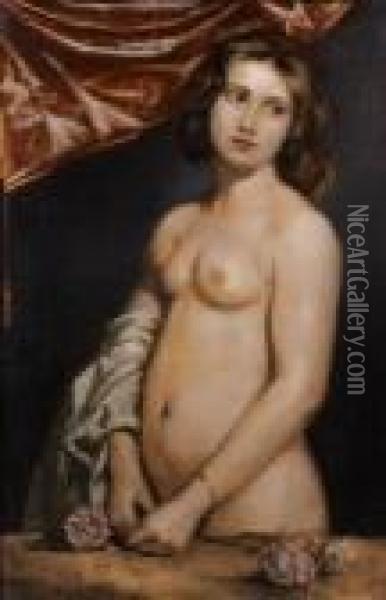 Portrait De Jeune Femme Nue En Buste Oil Painting - Emile Bernard