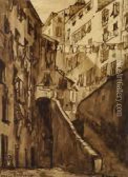 Street Scene In Genoa Oil Painting - Emile Bernard