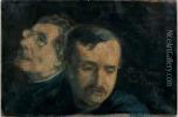 Portrait De Paul Claudel Et D'elimir Bourges - 1910 Oil Painting - Emile Bernard