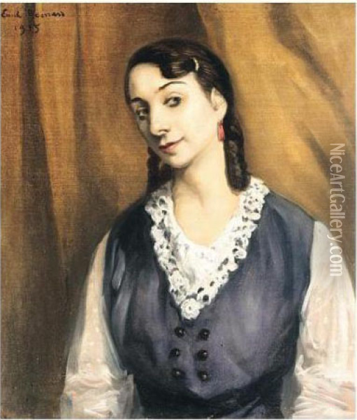 Jeune Femme Aux Boucles D'oreilles Oil Painting - Emile Bernard