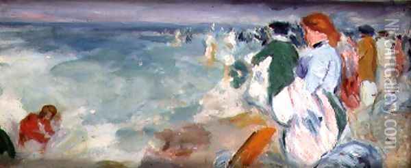 Figures on the Beach Oil Painting - George Leslie Hunter