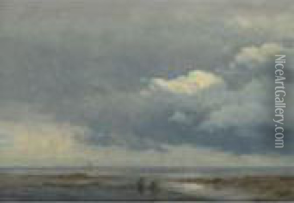 Cloud Study With Two Figures Oil Painting - Albert Bierstadt
