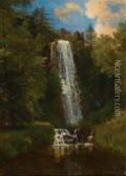 Waterfall Oil Painting - Albert Bierstadt