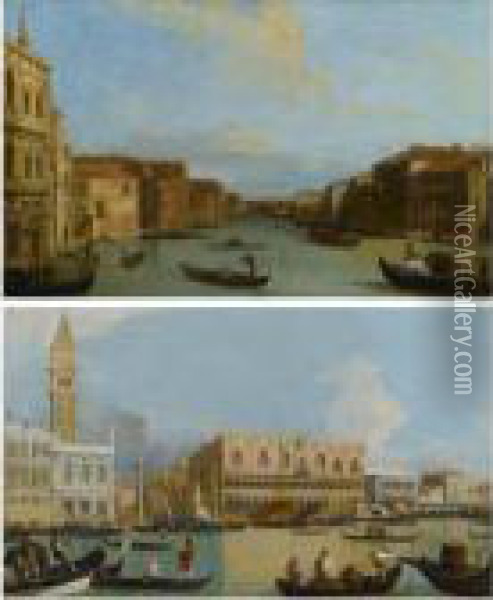 Veduta Del Canal Grande Visto Da Palazzo Balbi Oil Painting - Giuseppe Bernardino Bison