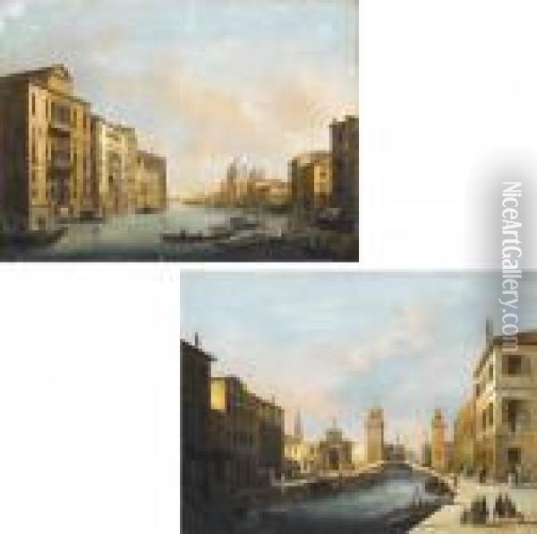 Venezia, Il Canal Grande E La Chiesa Della Salute: E L'arsenale Oil Painting - Giuseppe Bernardino Bison