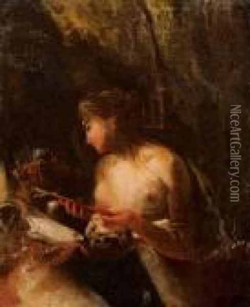 La Maddalena In Adorazione Del Crocifisso Oil Painting - Giuseppe Bernardino Bison