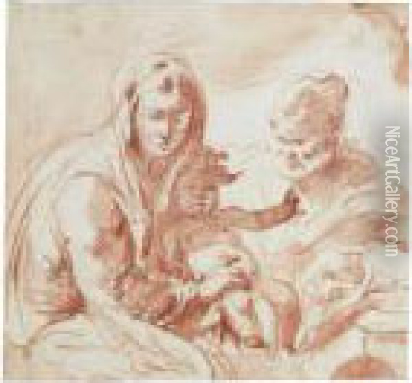 The Holy Family Oil Painting - Giuseppe Bernardino Bison