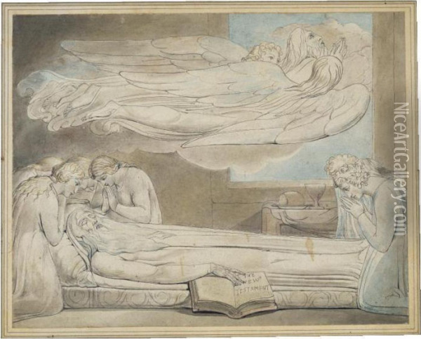 The Death Of The Good Old Man Oil Painting - William Blake
