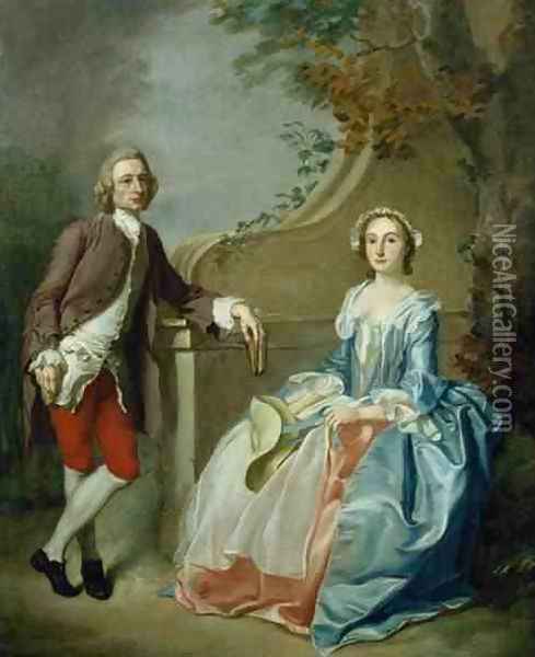 Portrait of a Gentleman and his Wife Oil Painting - Francis Hayman