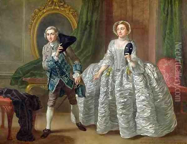David Garrick and Mrs Pritchard in The Suspicious Husband Oil Painting - Francis Hayman