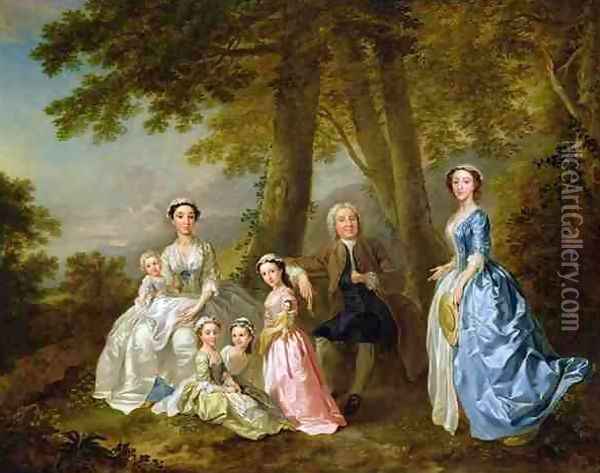 Samuel Richardson seated with his second family Oil Painting - Francis Hayman