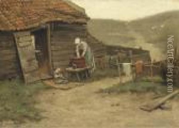 Washing Day In The Dunes Oil Painting - Bernardus Johannes Blommers