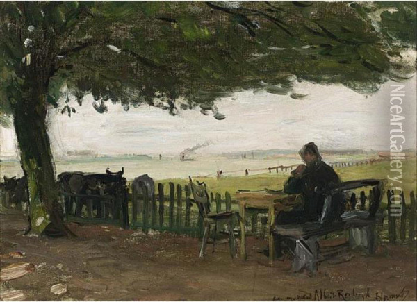 A Quiet Afternoon Oil Painting - Bernardus Johannes Blommers