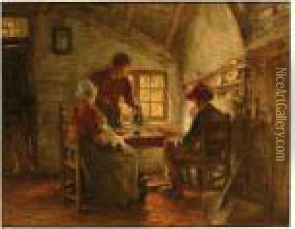 A Tea Time Break Oil Painting - Bernardus Johannes Blommers