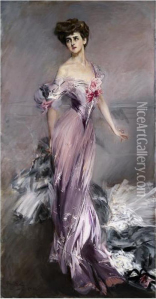 Portrait Of Mrs. Howard Johnston Oil Painting - Giovanni Boldini