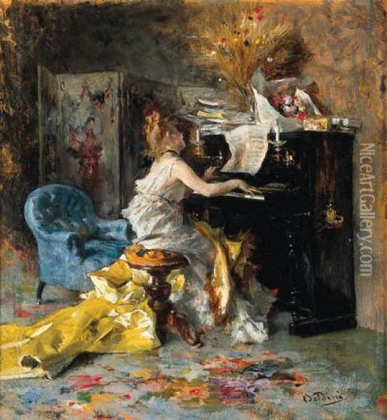 Woman At A Piano Oil Painting - Giovanni Boldini