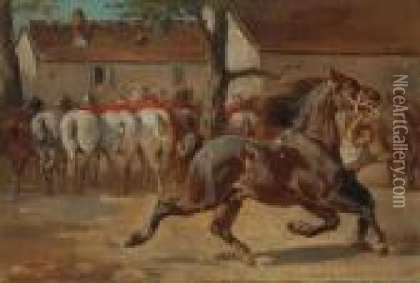 Trotting A Horse Oil Painting - Rosa Bonheur
