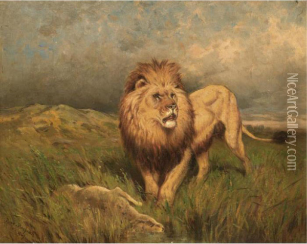 Lion And Prey (the Kill) Oil Painting - Rosa Bonheur