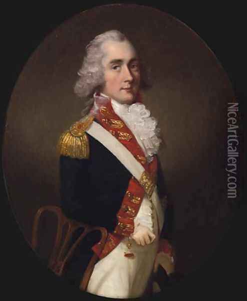Portrait of an Officer of the East India Company Army Oil Painting - Thomas Hickey