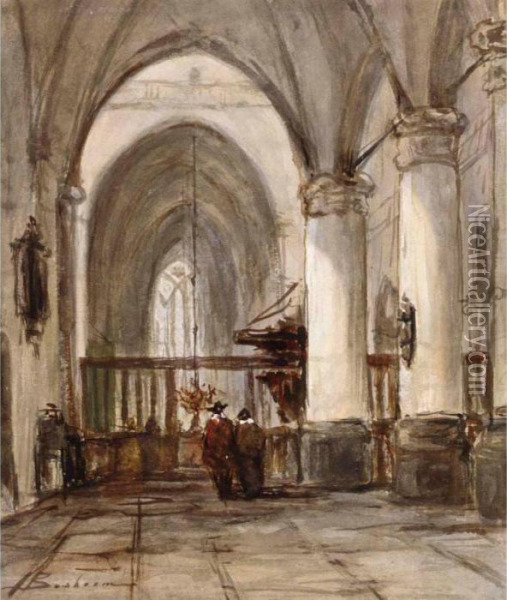 Church Interior Oil Painting - Johannes Bosboom