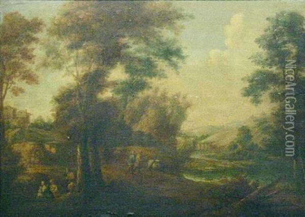 Landscape With Drovers Oil Painting - Jan Both