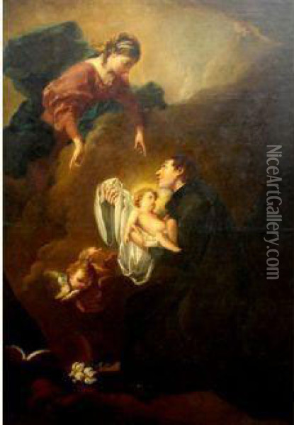 La Vierge Confiant L'enfant Jesus A Saint-stanislas Kostka. Oil Painting - Francois Boucher
