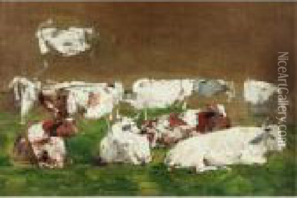 Etude De Vaches Oil Painting - Eugene Boudin