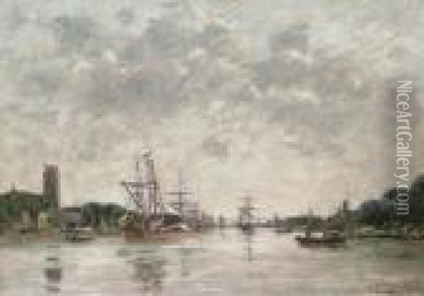 Dordrecht. La Meuse, Vue De Swandrecht Oil Painting - Eugene Boudin