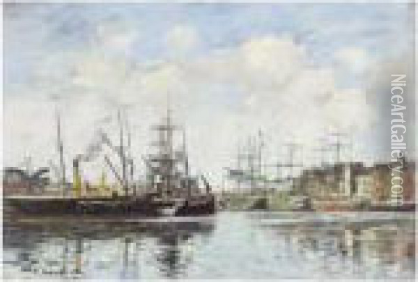 Le Havre. Bassin De La Barre Oil Painting - Eugene Boudin