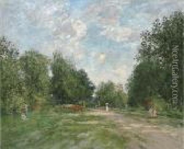 Le Parc Cordier A Trouville Oil Painting - Eugene Boudin