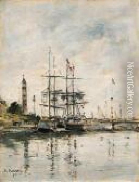 Le Bassin De Deauville (the Harbor At Deauville) Oil Painting - Eugene Boudin