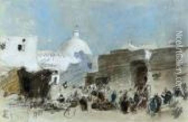 The Market At Esneh, Egypt Oil Painting - Hercules Brabazon Brabazon