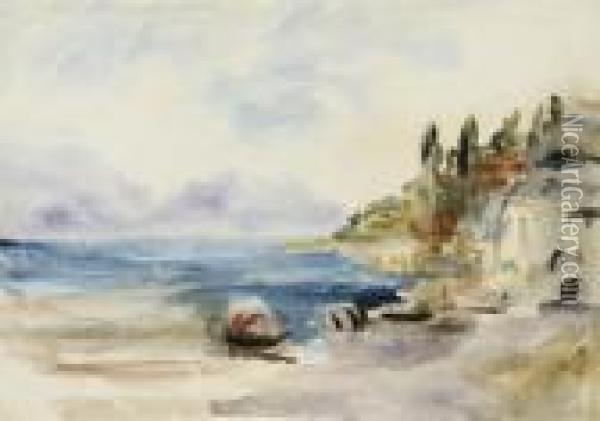 An Italian Lake Scene Oil Painting - Hercules Brabazon Brabazon