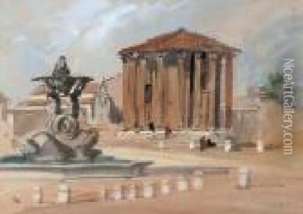 The Temple Of Vesta, Rome Oil Painting - Hercules Brabazon Brabazon