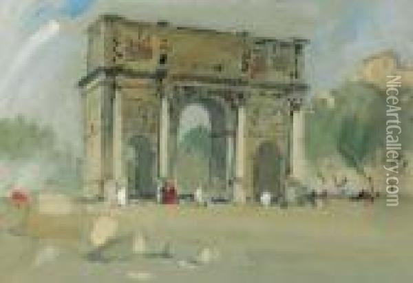 The Arch Of Constantine, Rome Oil Painting - Hercules Brabazon Brabazon